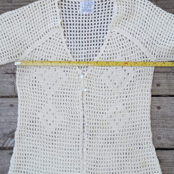 Size Small LEAP Vintage Knit Crochet Button Up Cardigan HOST PICK - Picture 5 of 15
